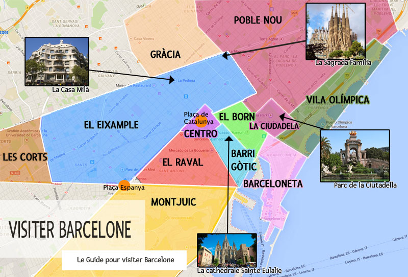 carte des quartiers Barcelone 